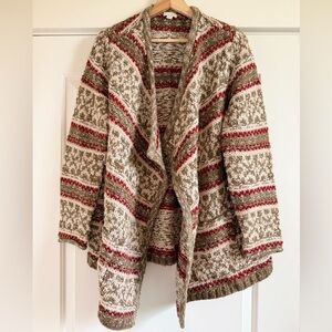 J. Jill Striped Knit Cardigan - Red and Brown